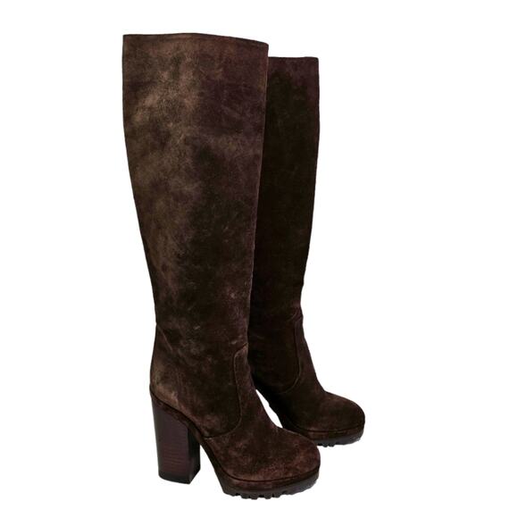 Michael Kors Collection Brown Suede Knee High Boots - Picture 2 of 13